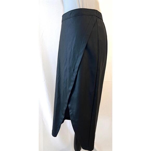 Abercrombie & Fitch Faux Wrap Skirt | Black Vegan Leather - Picture 6 of 8